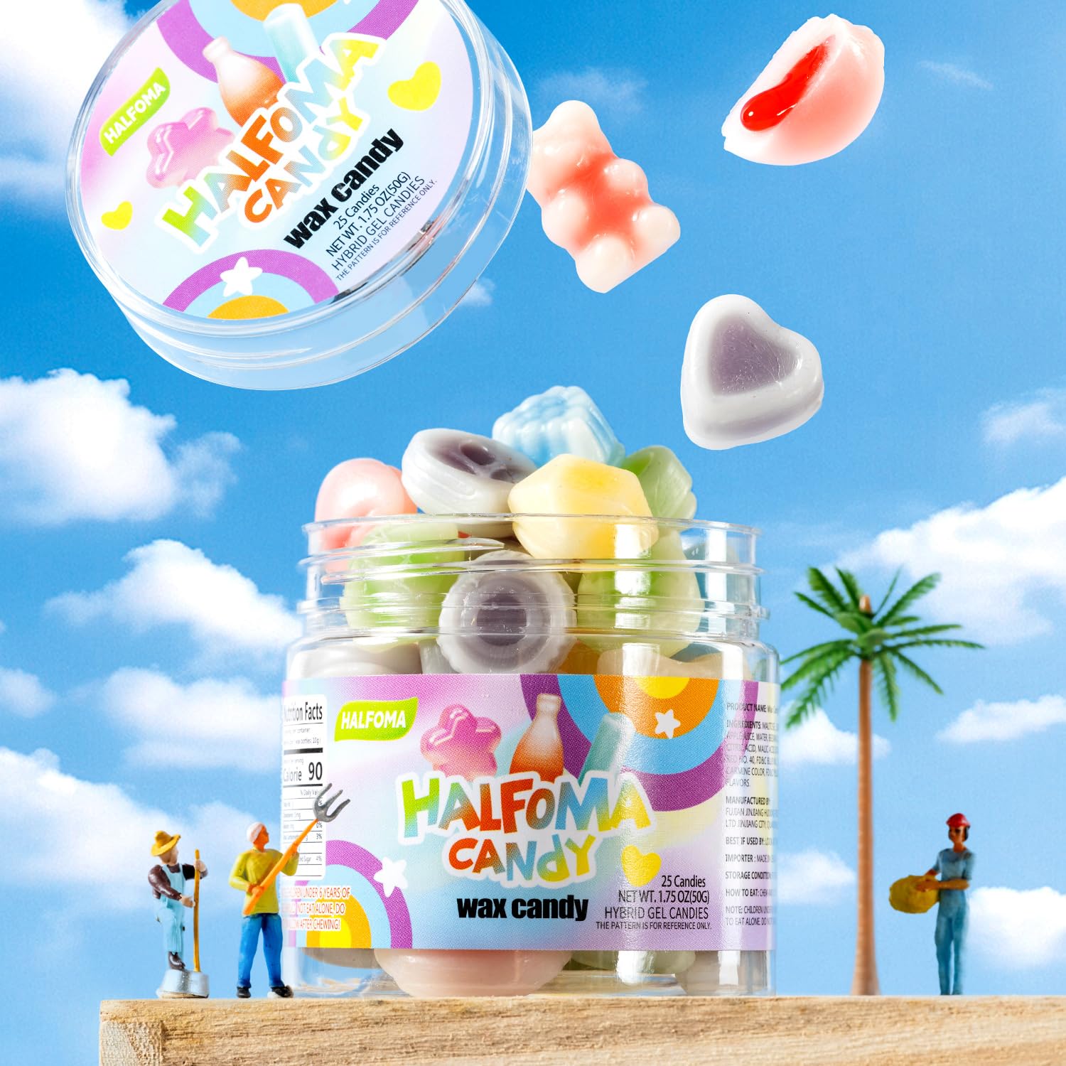 Amazon.co.jp: Halfoma ワックスボトル 缶詰キャンディ50個 : 食品